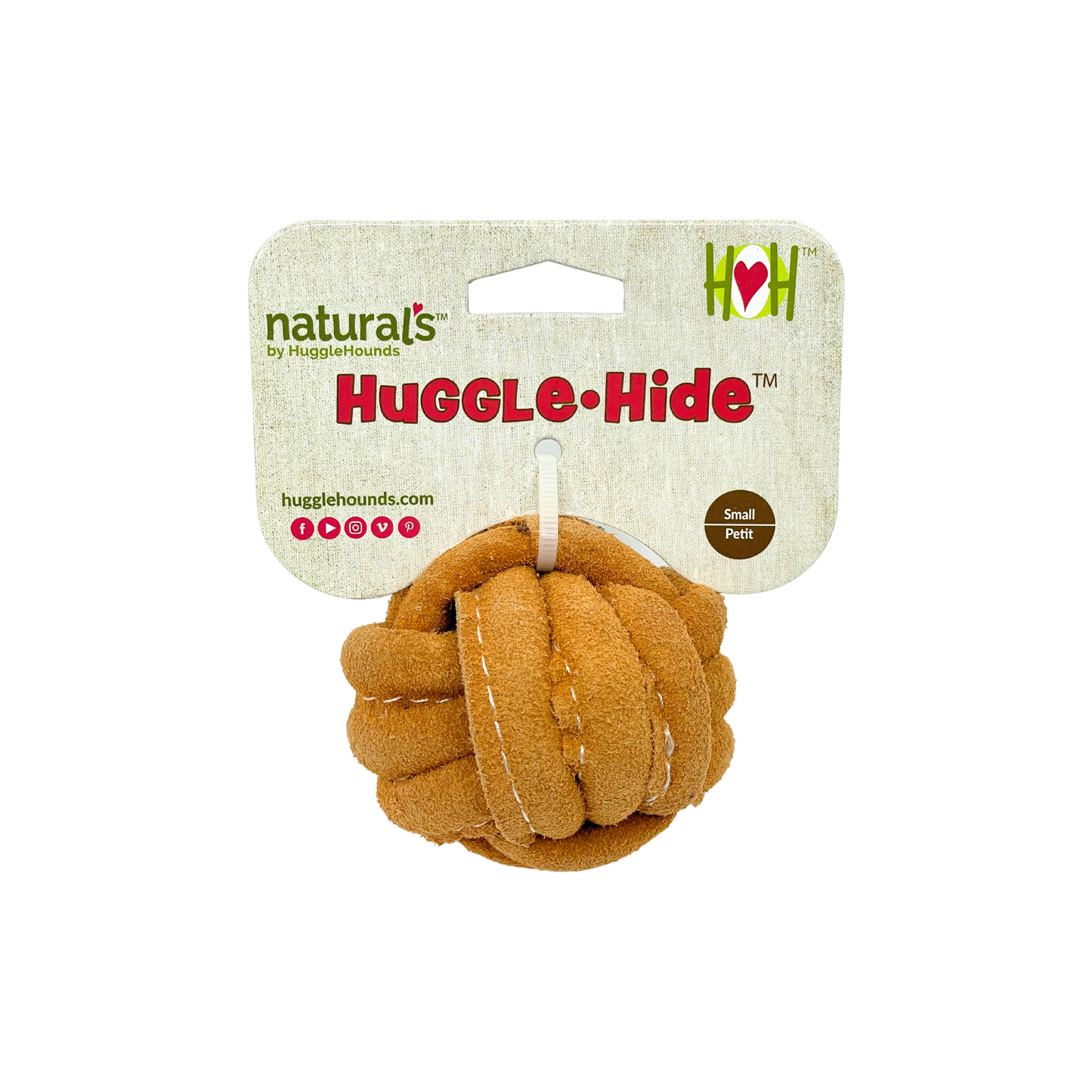 Huggle-Hide® Natural Leather Ball Dog Toy