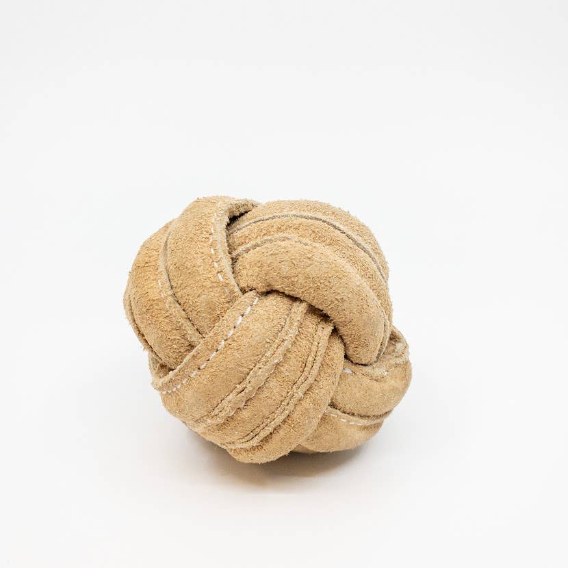 Huggle-Hide® Natural Leather Ball Dog Toy