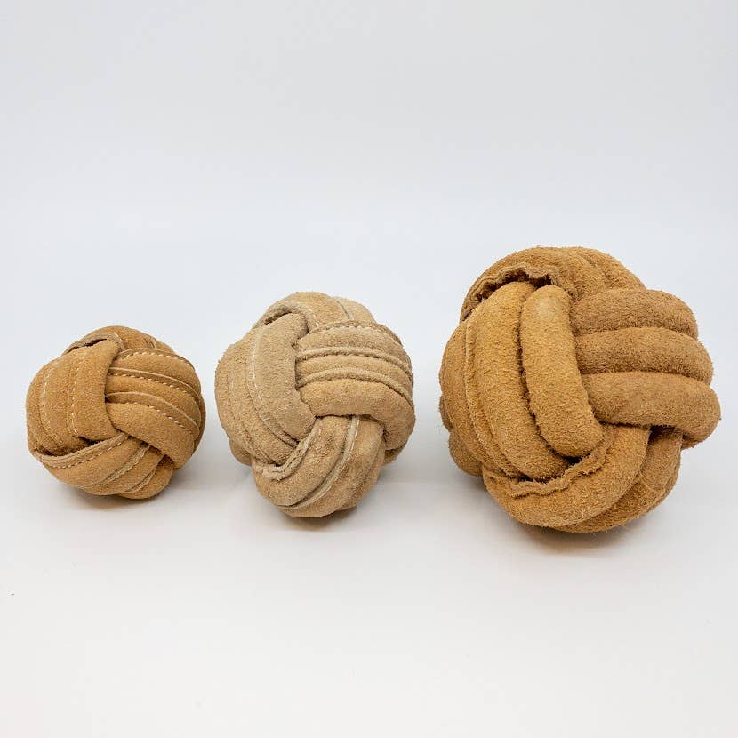 Huggle-Hide® Natural Leather Ball Dog Toy