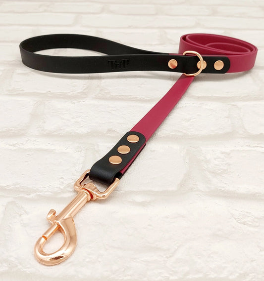 Waterproof Biothane© Dog Leash Garnet/Black