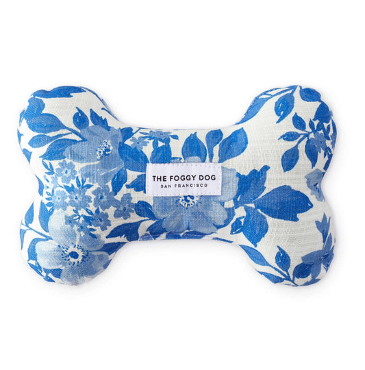 Blue Roses Squeaky Dog Bone