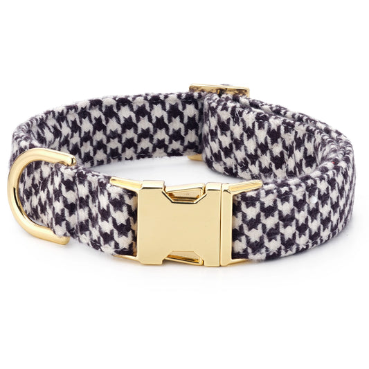 Houndstooth Flannel Dog Collar