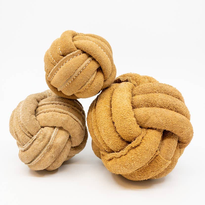 Huggle-Hide® Natural Leather Ball Dog Toy